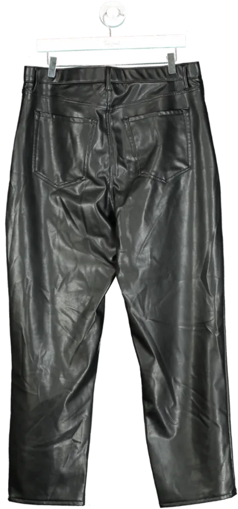 Abercrombie & Fitch Black The Ankle Straight Ultra High Rise Curve Love Vegan Leather Trousers UK 16