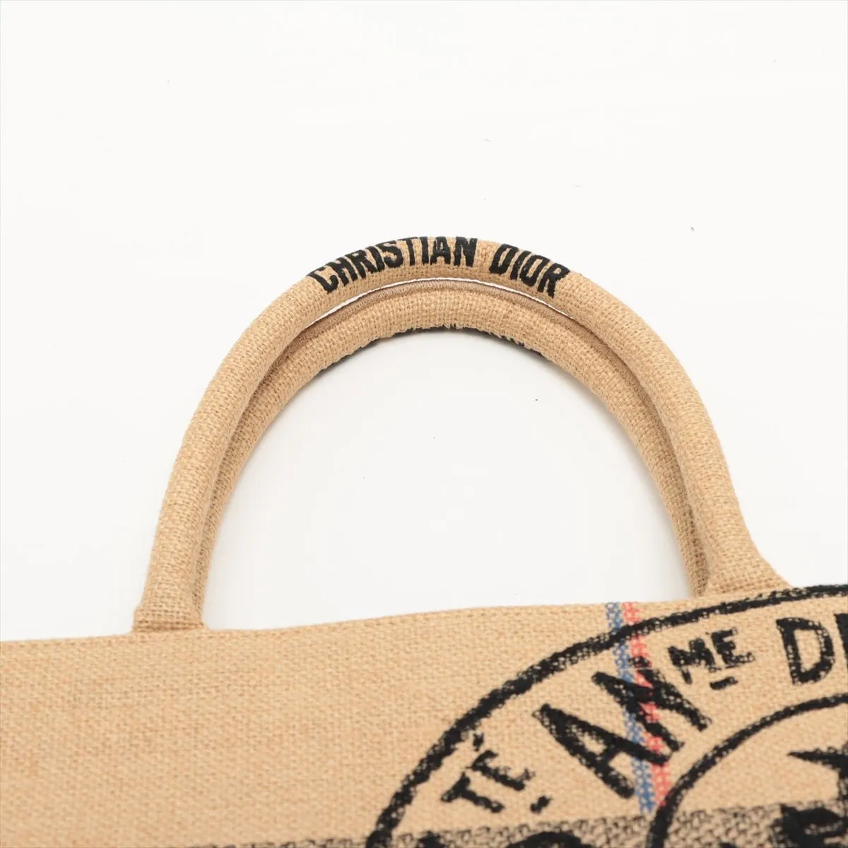 Book Tote Medium Jute Dior Union Motif Tote Bag