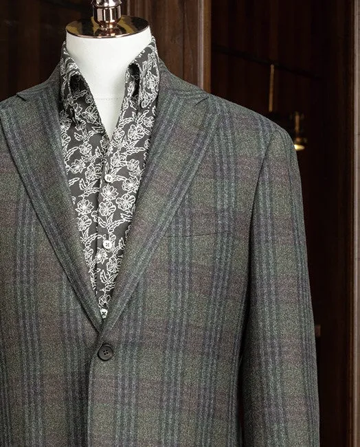 Checked Wool Jacket & Olive Trousers