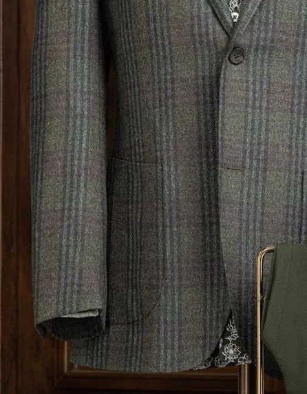 Checked Wool Jacket & Olive Trousers