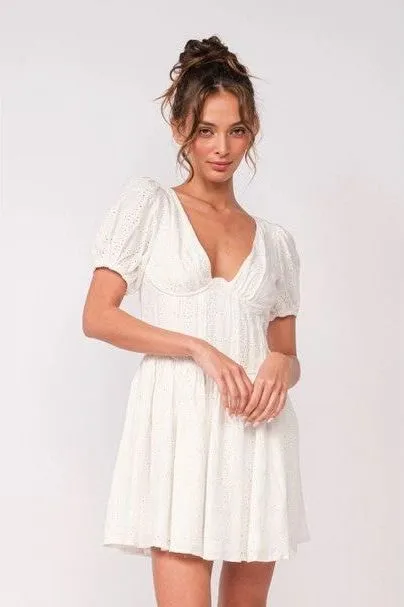 Eyelet Short Sleeve Dress