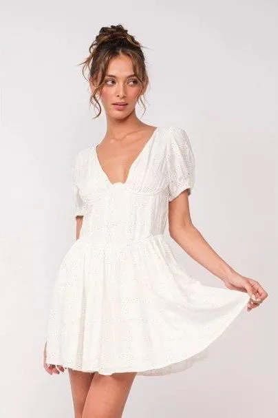 Eyelet Short Sleeve Dress