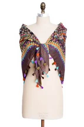 Floral Tassel Scarf in Earth