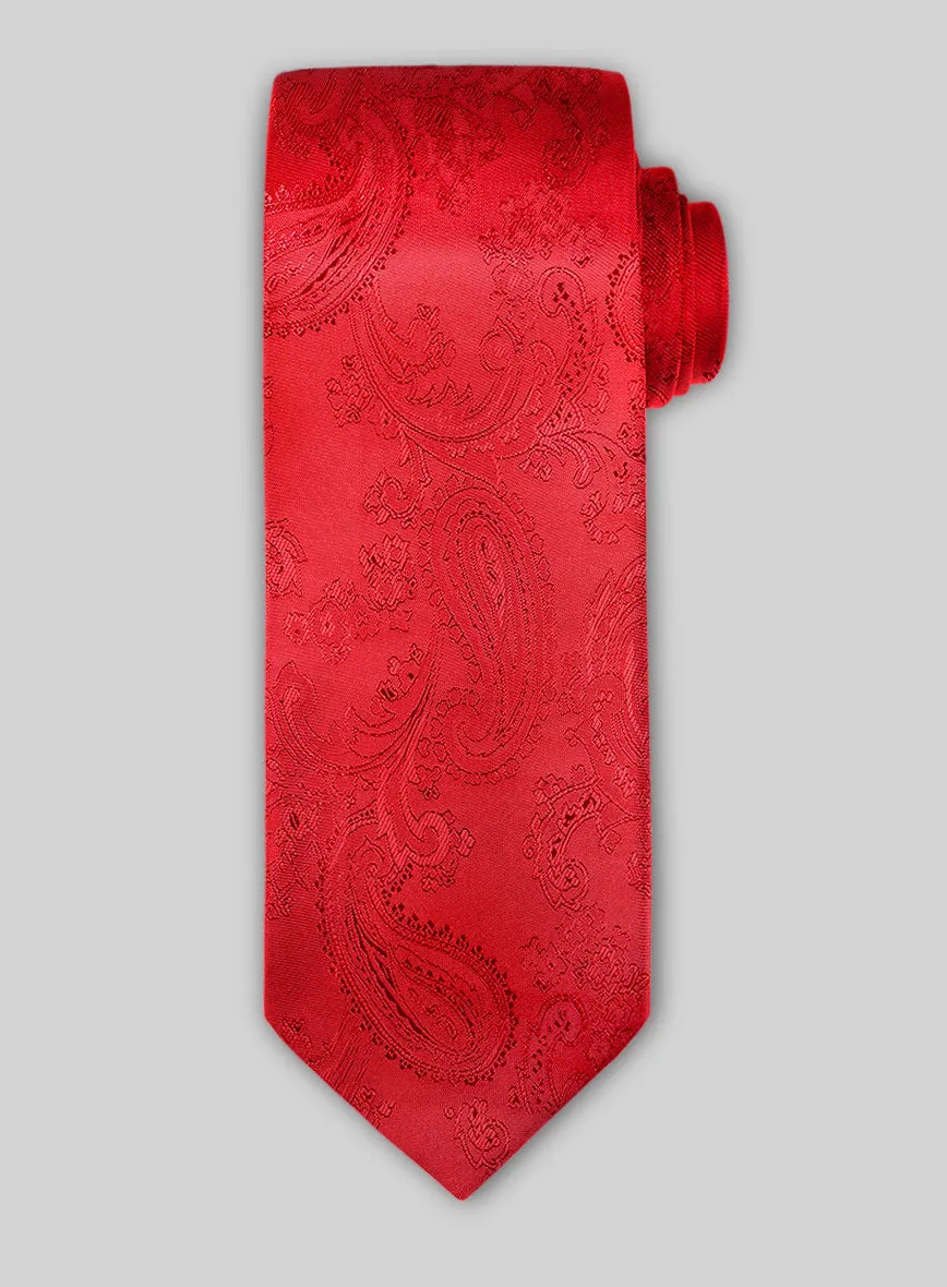 Paisley Crimson Red Satin Tie