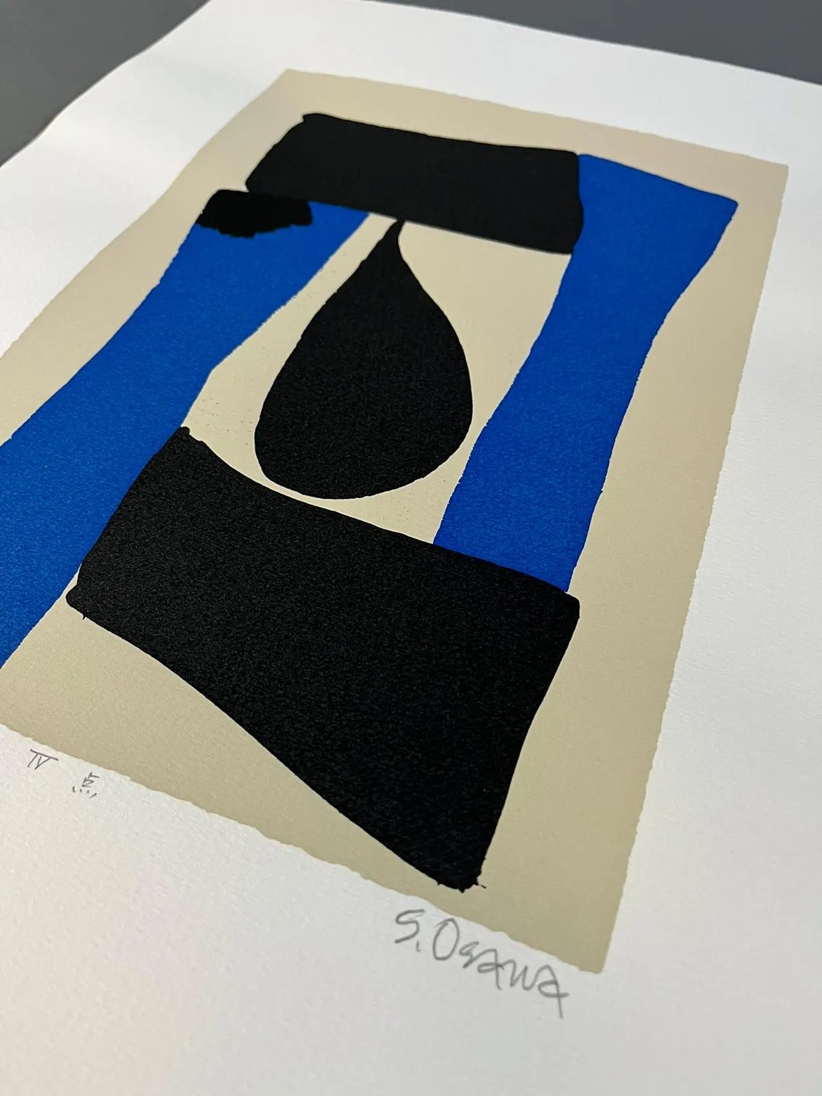 "Blue and Black Screenprint "Dot" by Shosuke Osawa