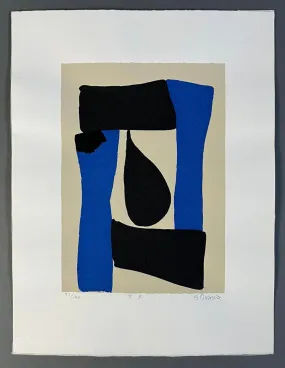 "Blue and Black Screenprint "Dot" by Shosuke Osawa