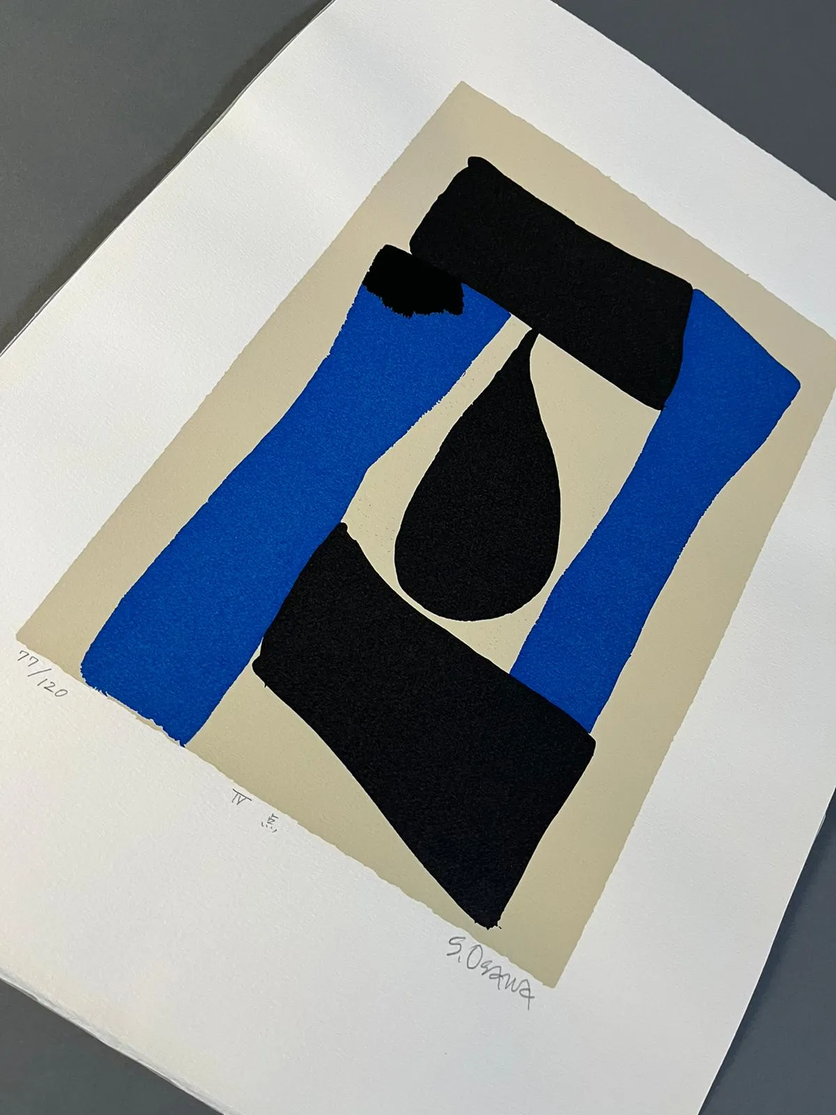 "Blue and Black Screenprint "Dot" by Shosuke Osawa