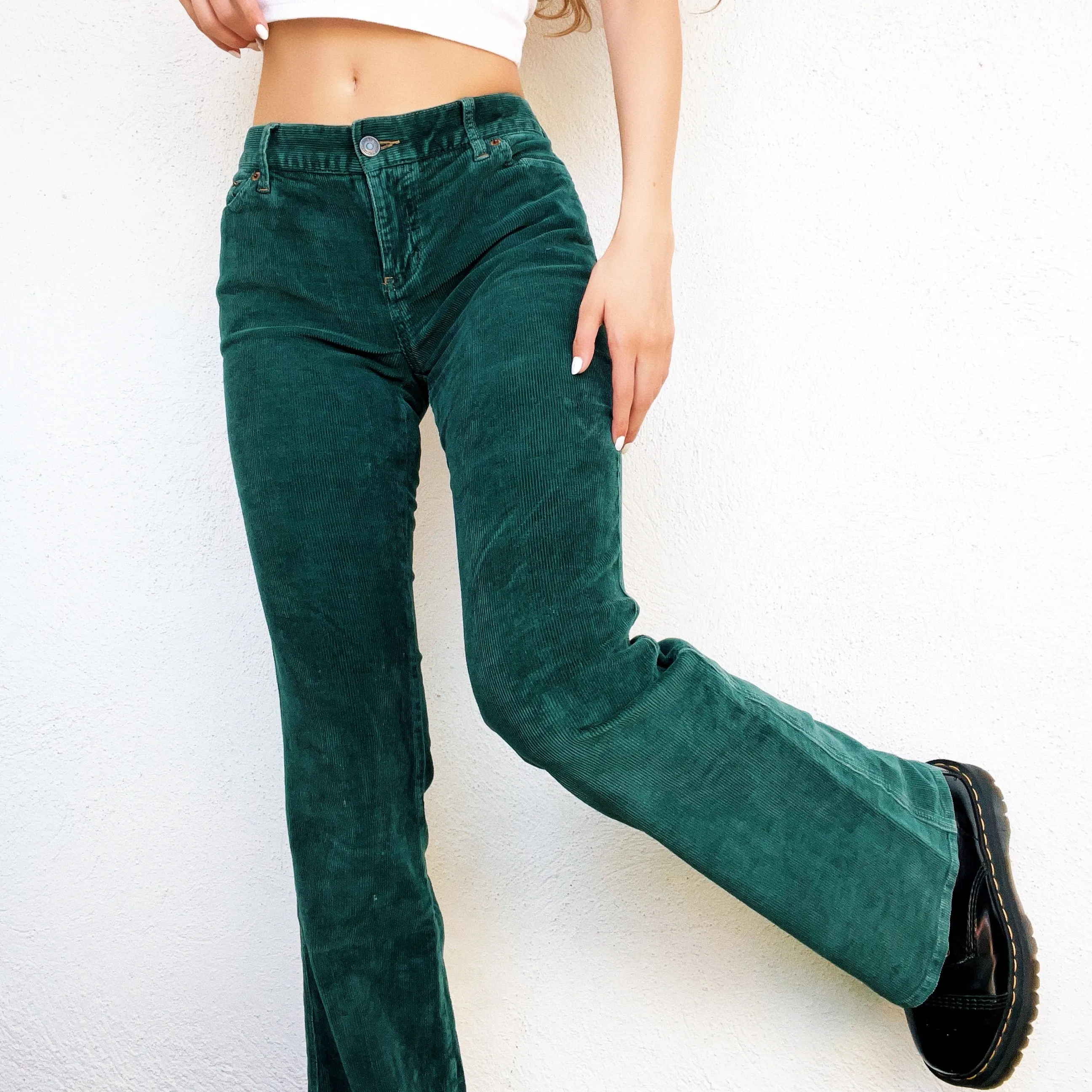 Teal Corduroy Flare Pants (S)