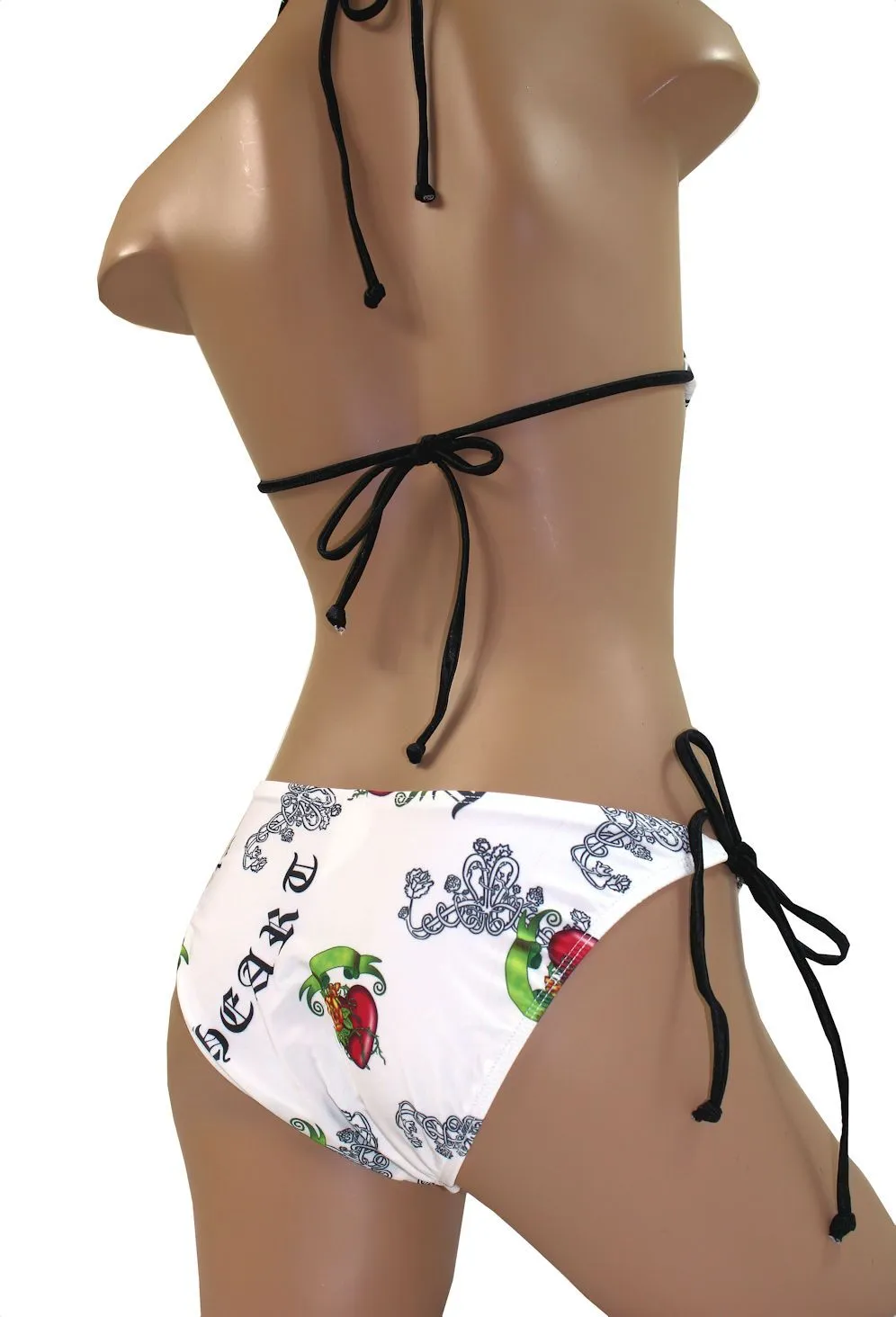 Women's Love, Hate Tattoo String Bikini Swimsuit